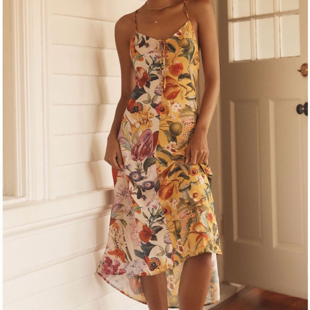 Lively Yellow & Multi Floral High-Low Slip Dress